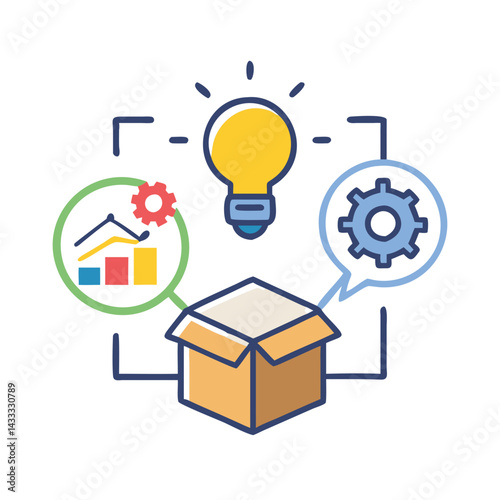 Creative Thinking Outside the Box Innovation Icon Illustration