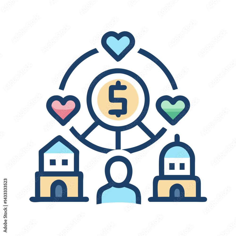 Obraz premium Charity and Social Impact Concept Illustration for NGOs