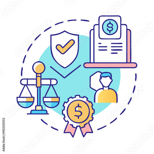 Financial Regulation, Compliance, and Protection Icons on Black