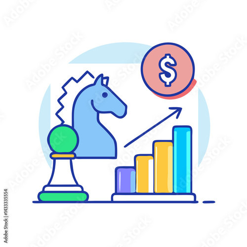 Strategic Investment for Growth: Chess, Charts, and Dollar Sign