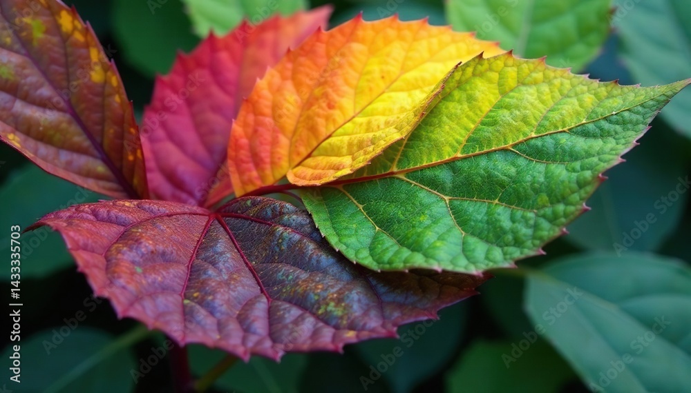 Interlocking leaf shapes forming a natural design, foliage, vegetation Interlocking leaf shapes forming a natural design, foliage, vegetation