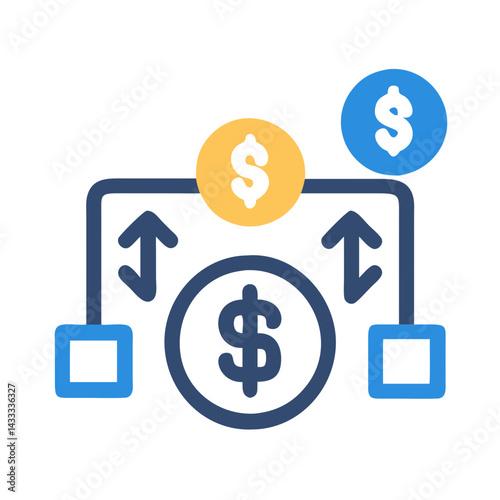 Financial flow illustration for business processes or strategy
