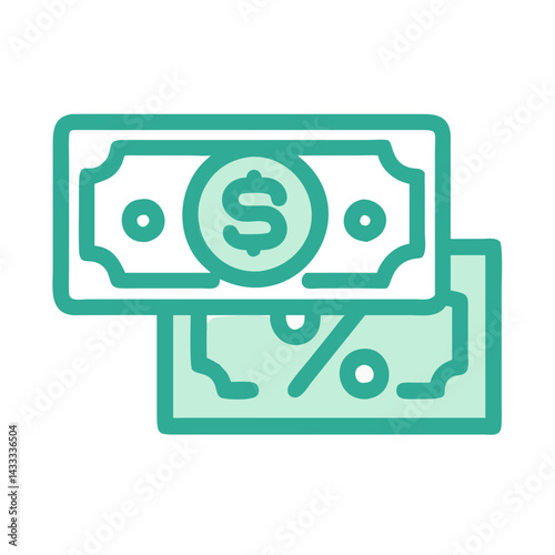 Cashback Deal: Money and Percent Discount Icon Illustration