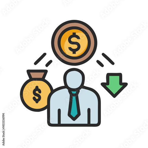 Business money management with losses or investments concept