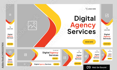 Web bundle banner design for social media post, digital marketing agency web set banner design, fully customizable vector eps 10 file format