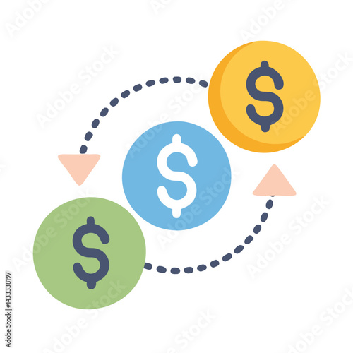 Currency Exchange with Arrows and Dotted Cycle Path