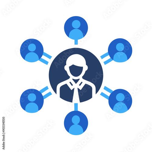 Organization Chart: Centralized Team with Individual Contributors, Blue Icon