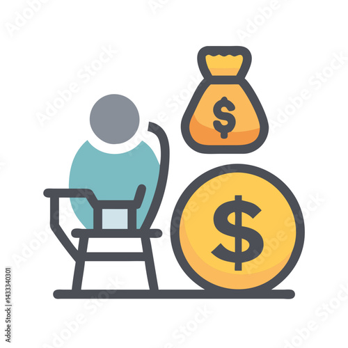 Retirement fund vector illustration, senior person savings wealth