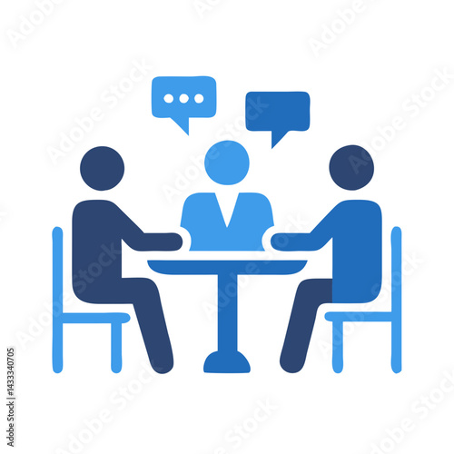 People meeting at table with speech bubbles icon