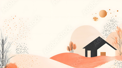 Creative Design of a Bungalow in a Residential District, Featuring Copy Space for Housewarming Ideas