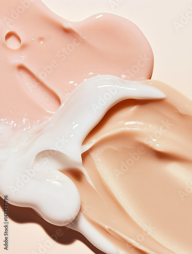 Samples smears of various types of skin care cosmetics