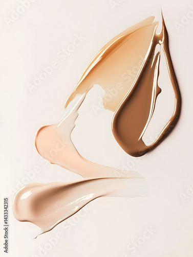 Makeup foundation swatches on a light beige background