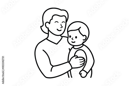 mother and baby line art design