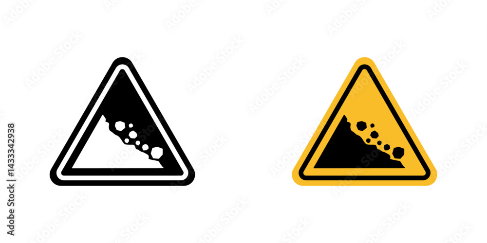 Falling rocks or debris warning road signs vector illustration for web, ui designs Falling rocks or debris warning road signs vector illustration for web, ui designs