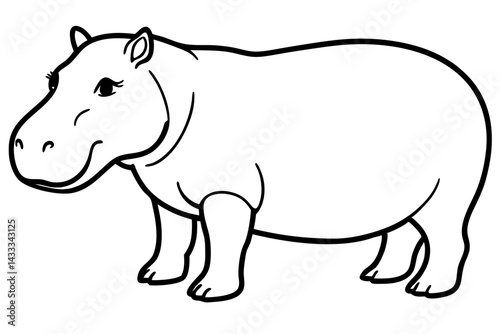 Minimalist Hippo Line Art