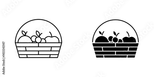 Fruit basket icon vector illustration for web, ui designs