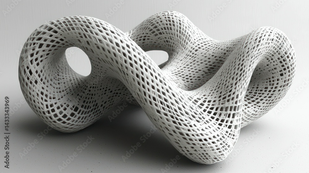 Abstract White Lattice Sculpture: A 3D Render of Intricate Geometric Design Abstract White Lattice Sculpture: A 3D Render of Intricate Geometric Design