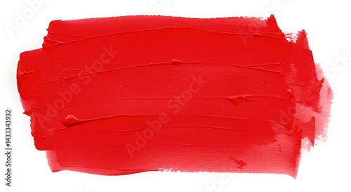 Obraz na płótnie vivid red paint stroke elegantly spreads across a pristine white canvas, embodying creativity and simplicity. w salonie