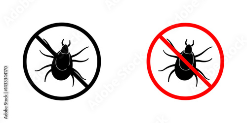 Mite in the prohibition signs vector illustration for web, ui designs