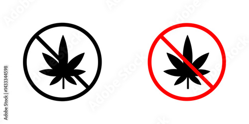 No Marijuana signs vector illustration for web, ui designs