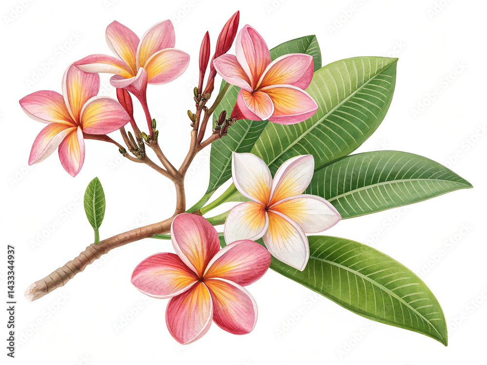 Naklejka premium Tropical flowers frangipani plumeria isolated on transparent background