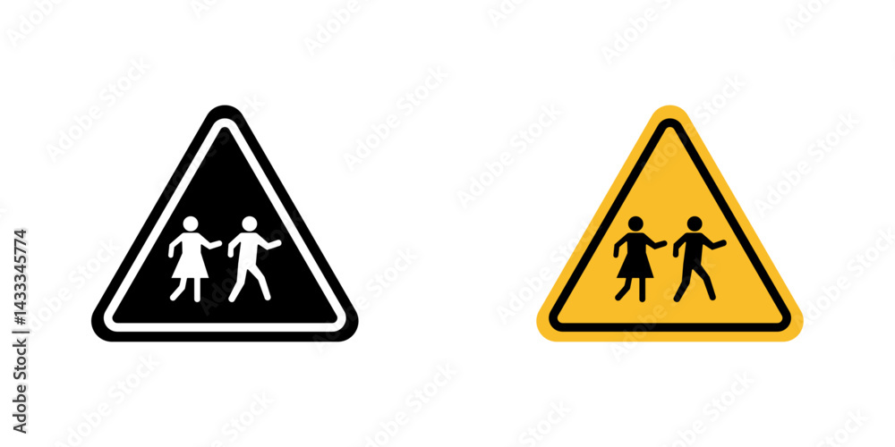 School crossing signs vector illustration for web, ui designs School crossing signs vector illustration for web, ui designs