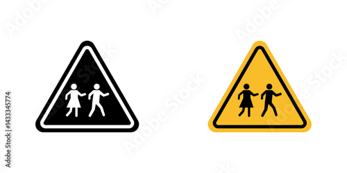 School crossing signs vector illustration for web, ui designs