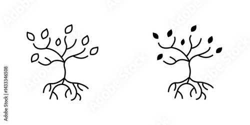 Tree with roots and leaves icon vector illustration for web, ui designs