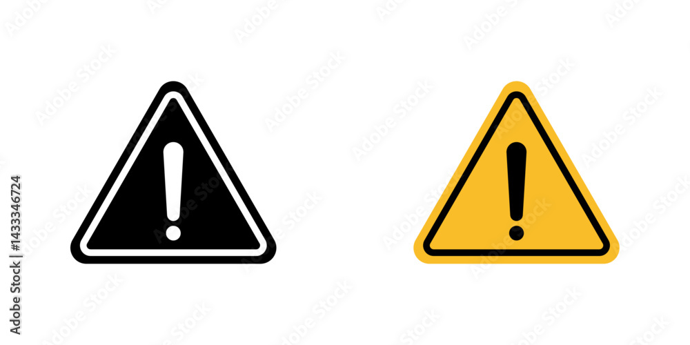 Warning sign with exclamation point vector illustration for web, ui designs Warning sign with exclamation point vector illustration for web, ui designs