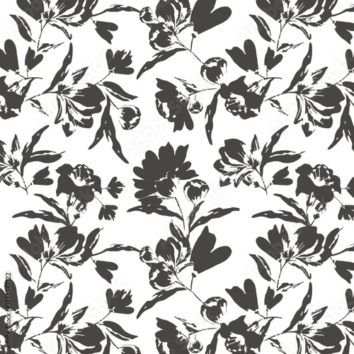 Photos silhouette meadow flowers seamless pattern, Retro style design for fashion , fab