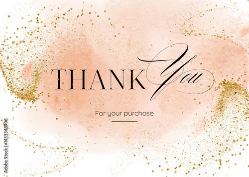 Minimalist Thank Card With Gliter and Tea Pink Splash