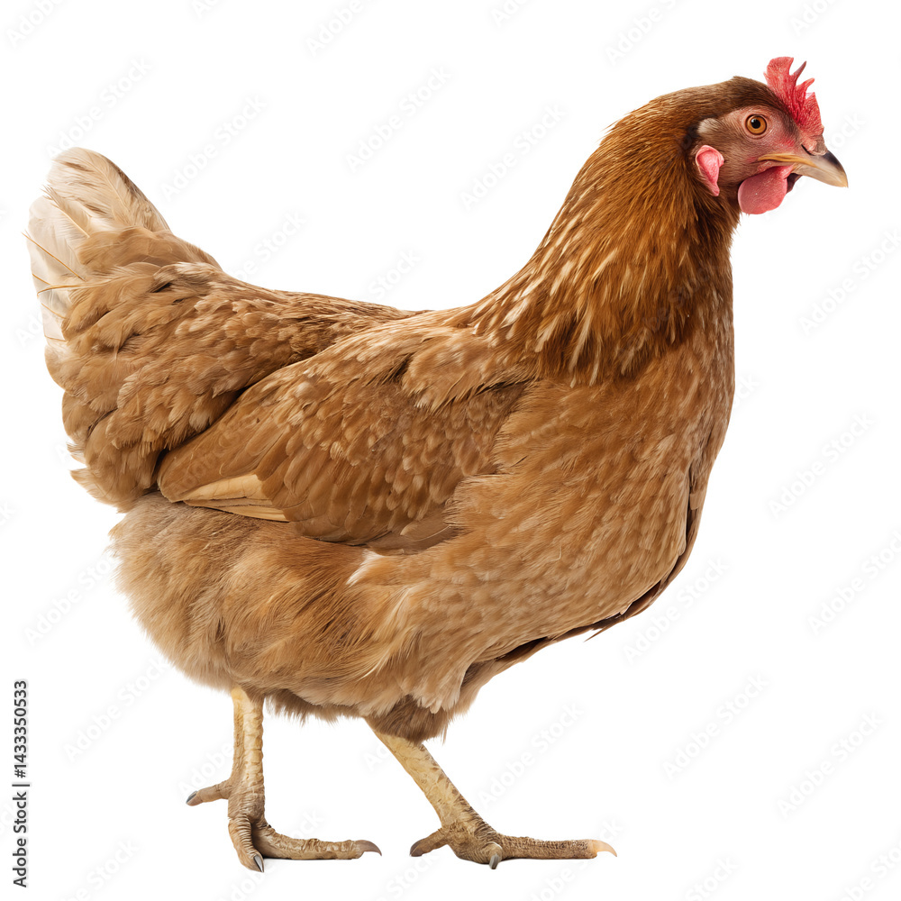 Fototapeta premium brown chicken hen isolated on transparent background