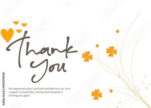 Thankyou Business Card with orange flowers