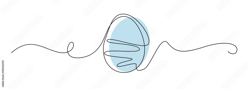 Single line egg, hand drawn continuous one line The Easter symbol, minimalist one line art eggs