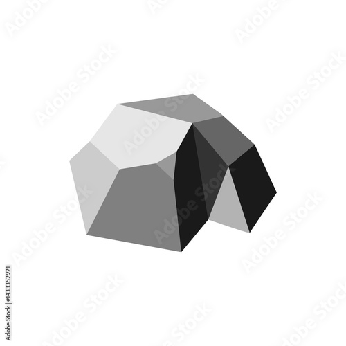 Obraz na płótnie Big rock stone game flat icon. Solid iron ore symbol, one grey granite, single concrete stone w salonie