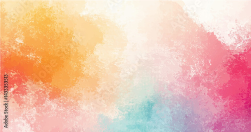 abstract background featuring a soft, blended texture similar to watercolor or clouds. The color palette should include pastel shades of Ash, grey, dark pink, sky blue, yellow and white, with smooth 