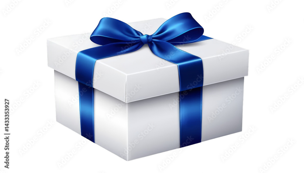 An elegant white gift box featuring a bold blue ribbon. Suitable for weddings, events, and formal occasions, enhancing the celebration's beauty. An elegant white gift box featuring a bold blue ribbon. Suitable for weddings, events, and formal occasions, enhancing the celebration's beauty.