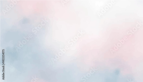 abstract background featuring a soft, blended texture similar to watercolor or clouds. The color palette should include pastel shades of Ash, grey, dark pink, sky blue, yellow and white, with smooth 