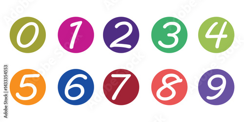 Set of number from zero to nine 0-9 mulit color bold style trendy typography for poster, birthday, animation, t shirt, racing, game, decoration, promotion, sale banner,