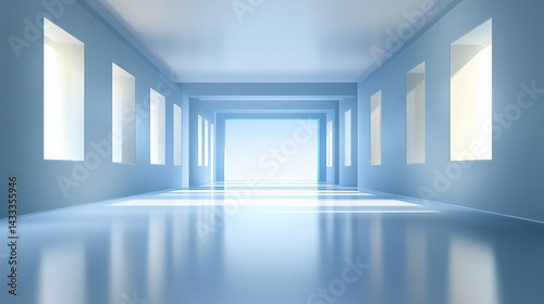 Wallpaper Mural Empty Light-Blue Corridor Perspective Torontodigital.ca