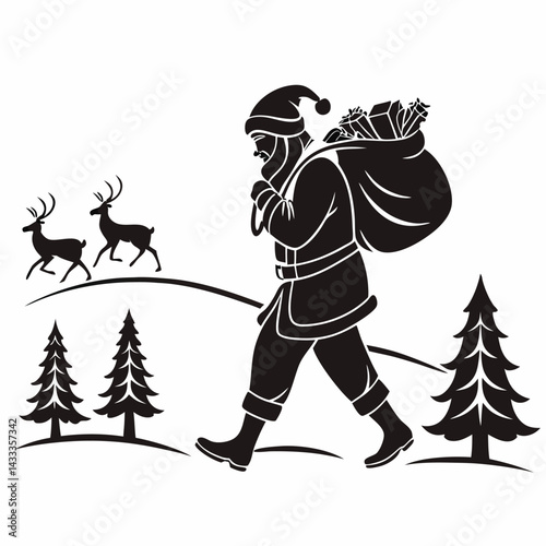 santa claus and christmas tree