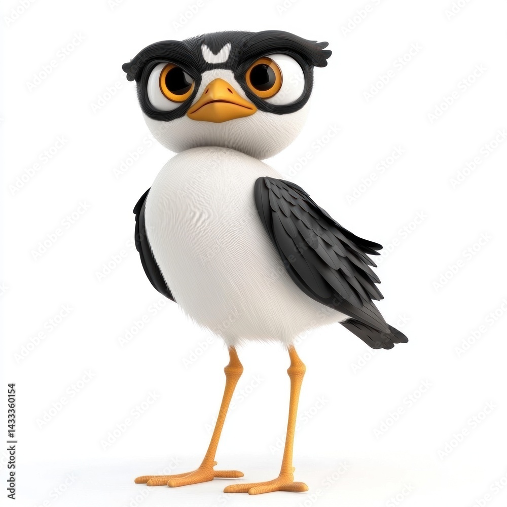Fototapeta premium cute cartoon Lapwing character 3D render isolated on white background