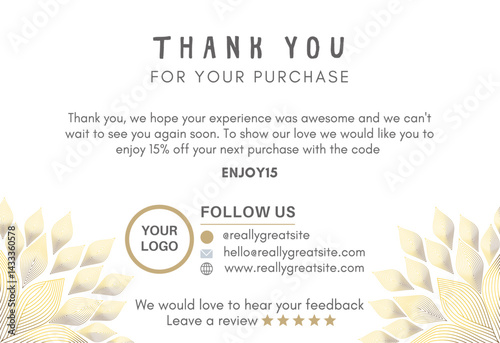 abstract floral background thankyou for purchasing shopping card