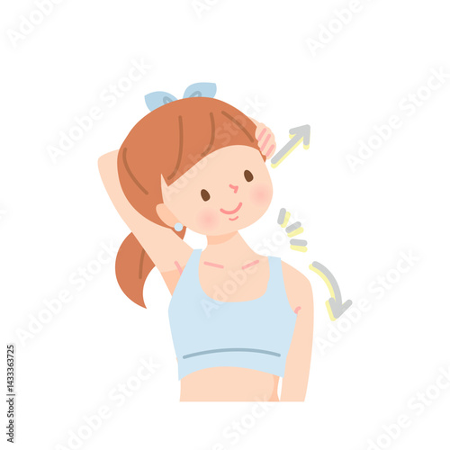 上半身をストレッチする女性