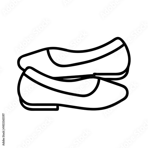 ballet flats line drawn footwear vector art - illustration ballet flats, isolated white background