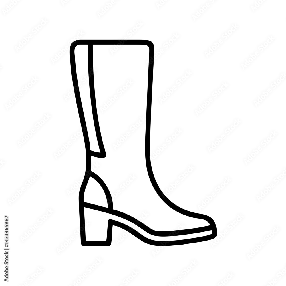 knee high boots line drawn footwear vector art - illustration knee high boots, isolated white background knee high boots line drawn footwear vector art - illustration knee high boots, isolated white background