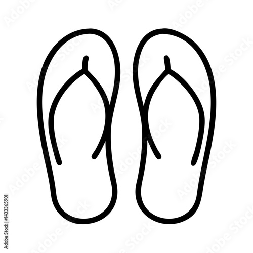 flip flops line drawn footwear vector art - illustration flip flops, isolated white background