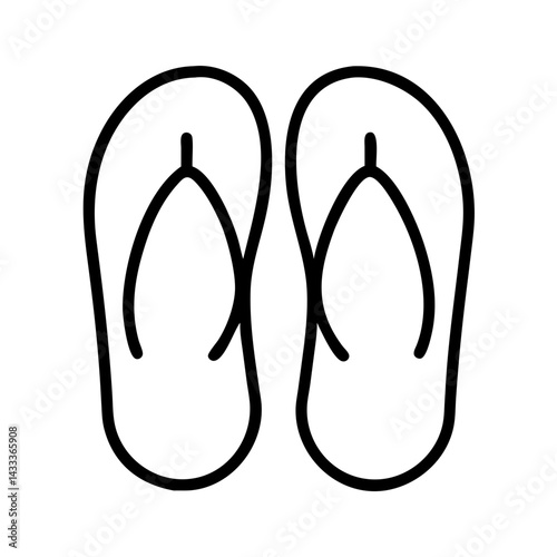 flip flops line drawn footwear vector art - illustration flip flops, isolated white background