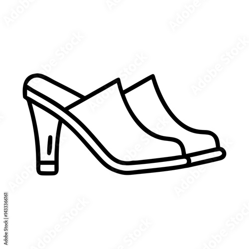 mules shoes line drawn footwear vector art - illustration mules shoes, isolated white background