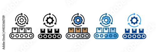Manufacturing Process Icon Set Multiple Style Collection